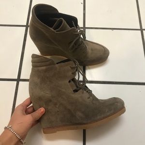 Stuart Weitzman Suede wedge lace up boots
